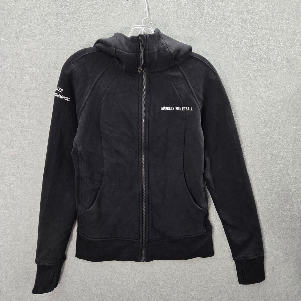 Lululemon Women Jacket 8 Black Scuba Hoodie Full Zip Pockets READ